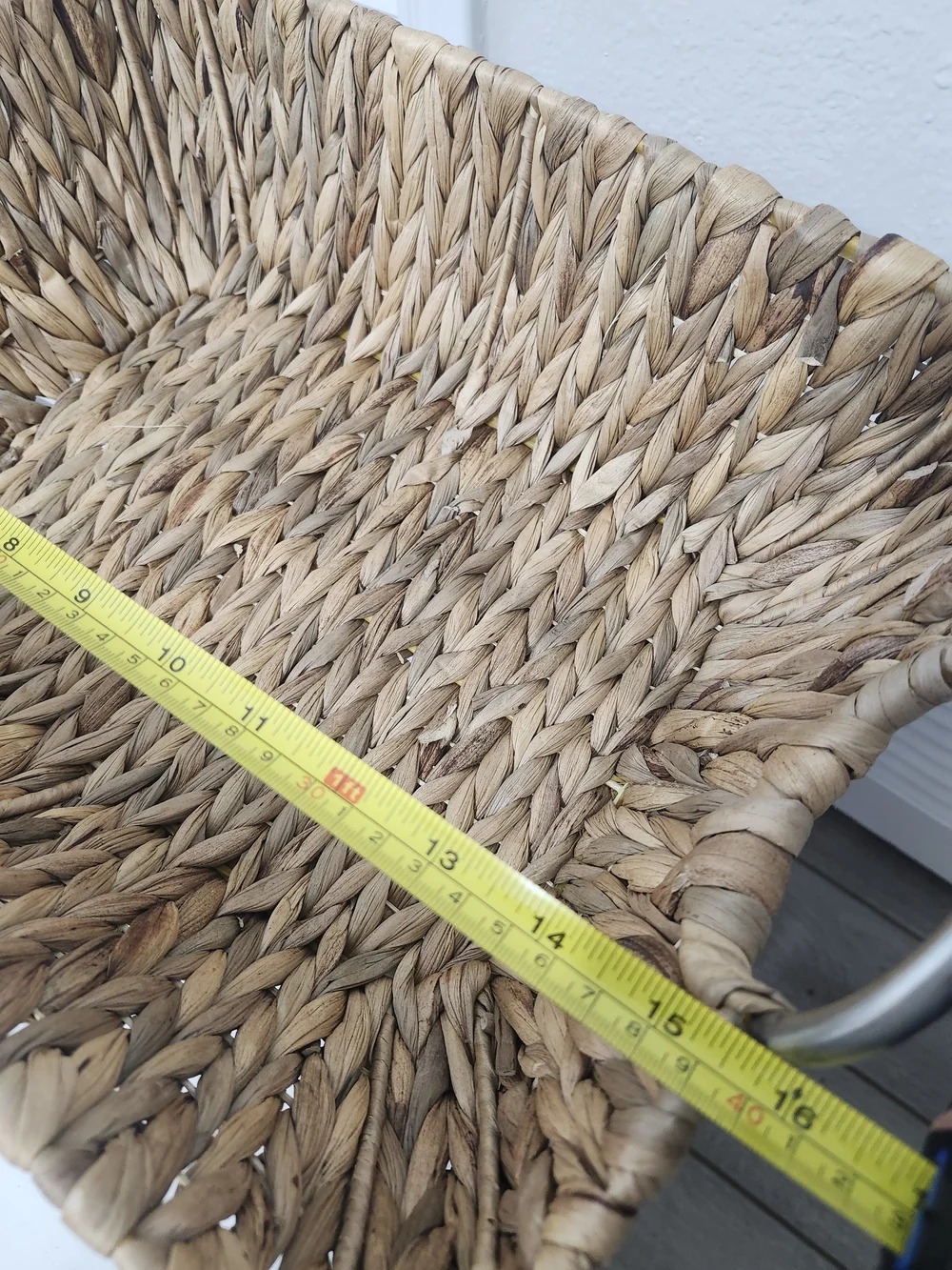 Woven Seagrass Serving Tray Basket with Metal Handles - Natural Tan